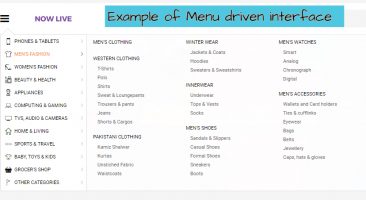 Example of menu driven interface